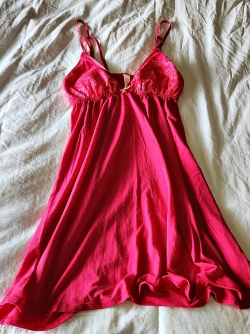 Victoria's Secret Lace Trim Babydoll Slip Chemise Pink Medium